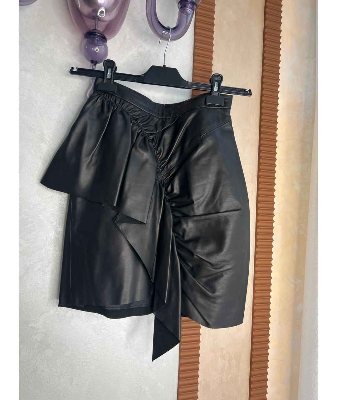 ISABEL MARANT Черная кожаная юбка мини, фото 2