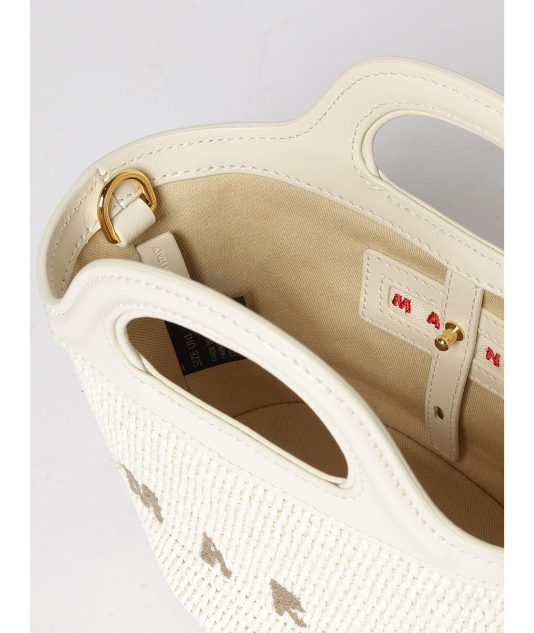 MARNI Белая пелетеная сумка с короткими ручками, фото 5