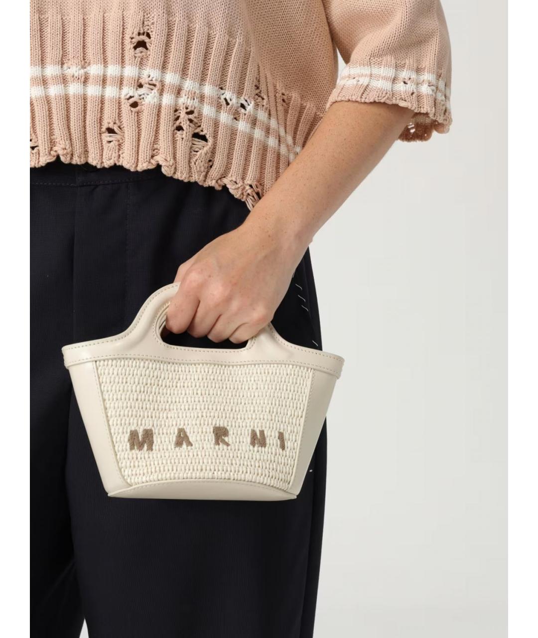 MARNI Белая пелетеная сумка с короткими ручками, фото 2
