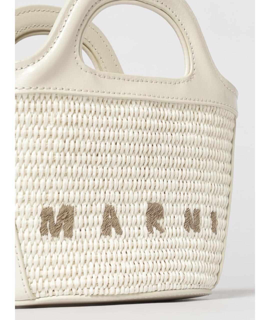 MARNI Белая пелетеная сумка с короткими ручками, фото 4