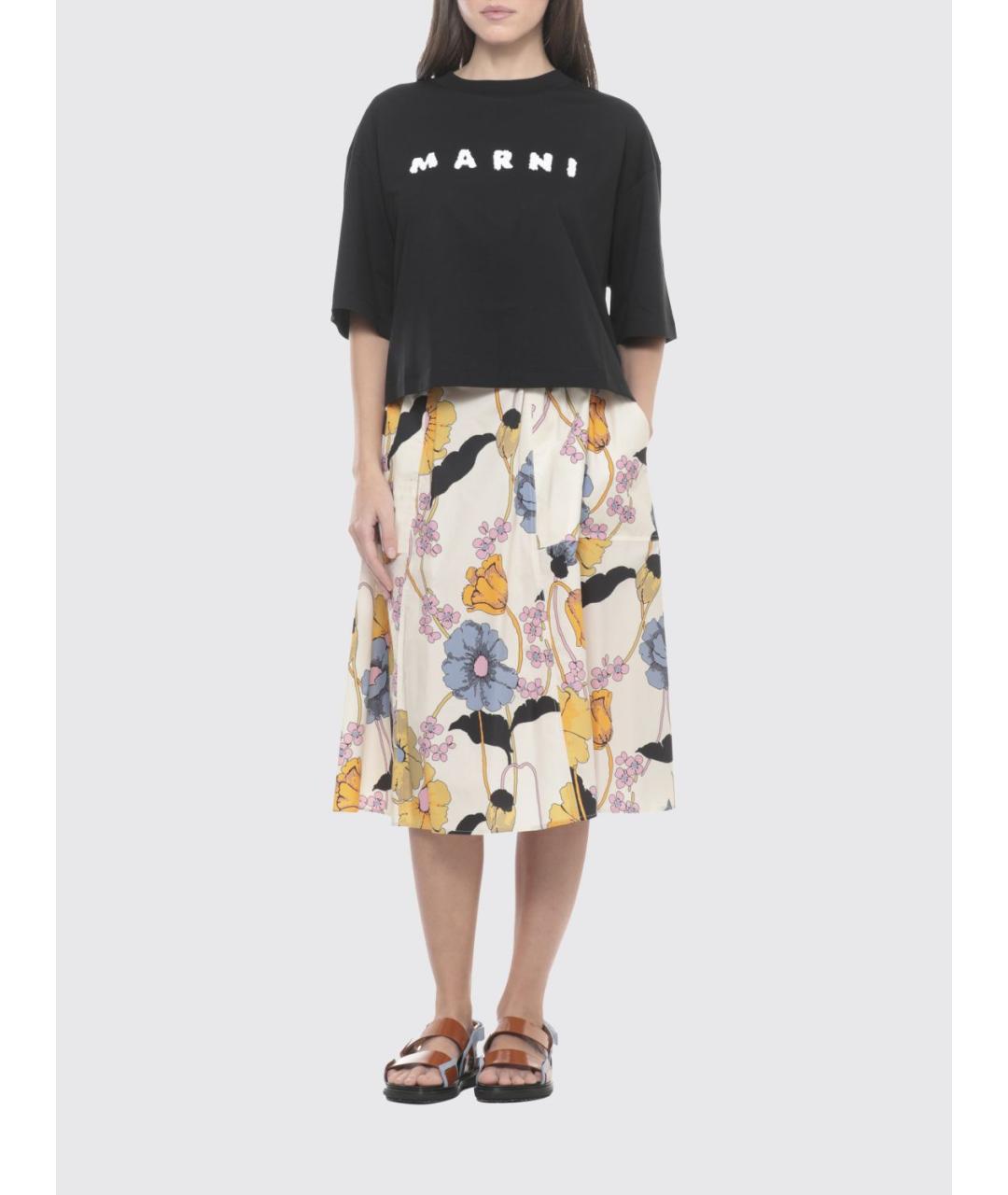 MARNI Черная хлопковая футболка, фото 2