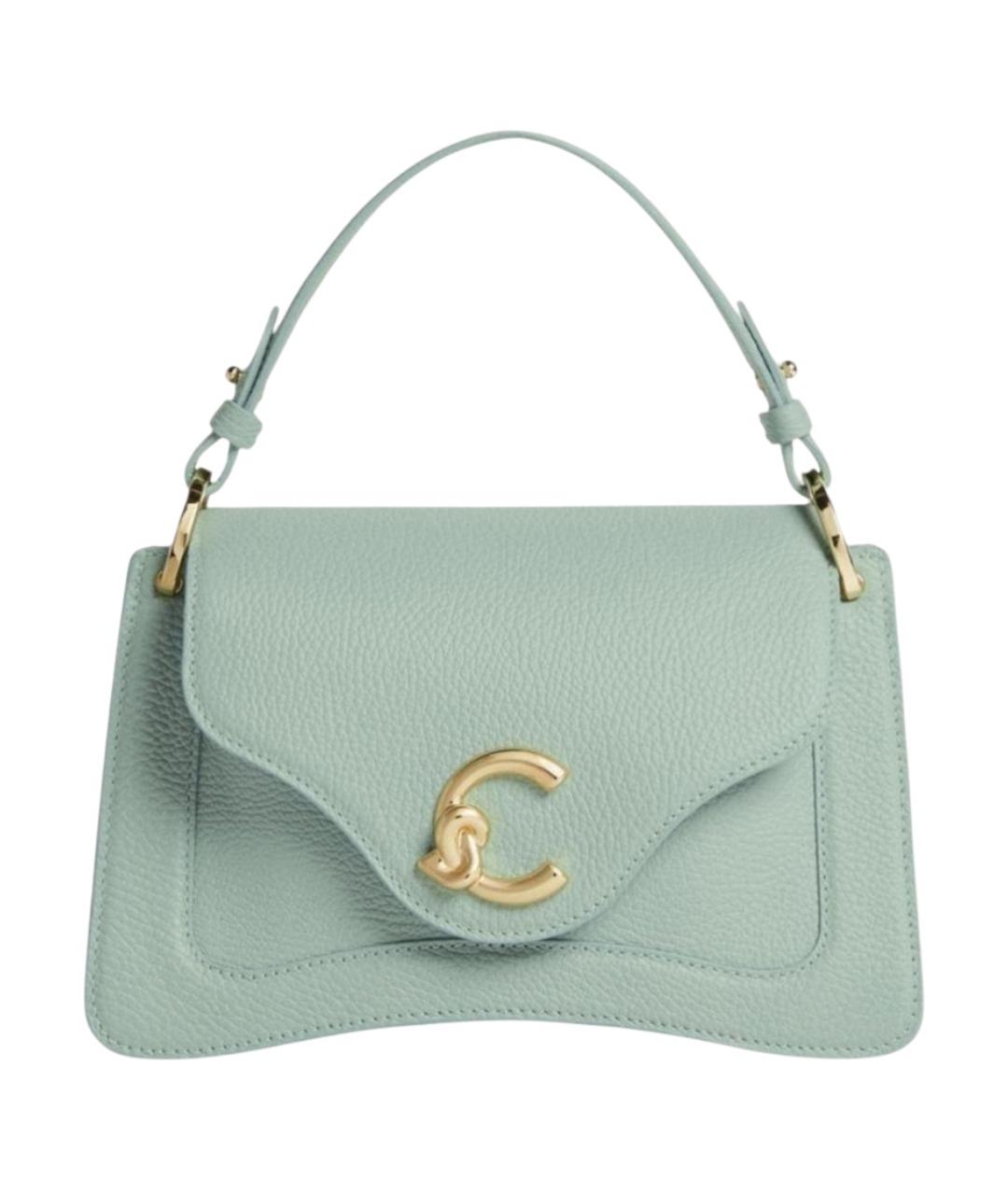 COCCINELLE Бирюзовая кожаная сумка с короткими ручками, фото 1