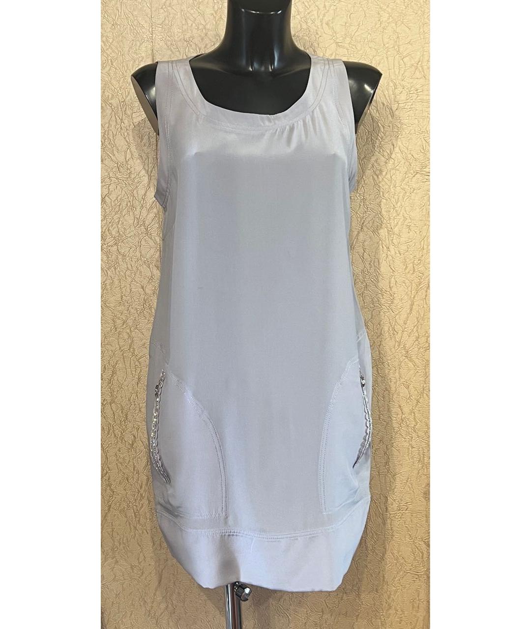 BLUMARINE Фиолетовое шелковое повседневное платье, фото 4