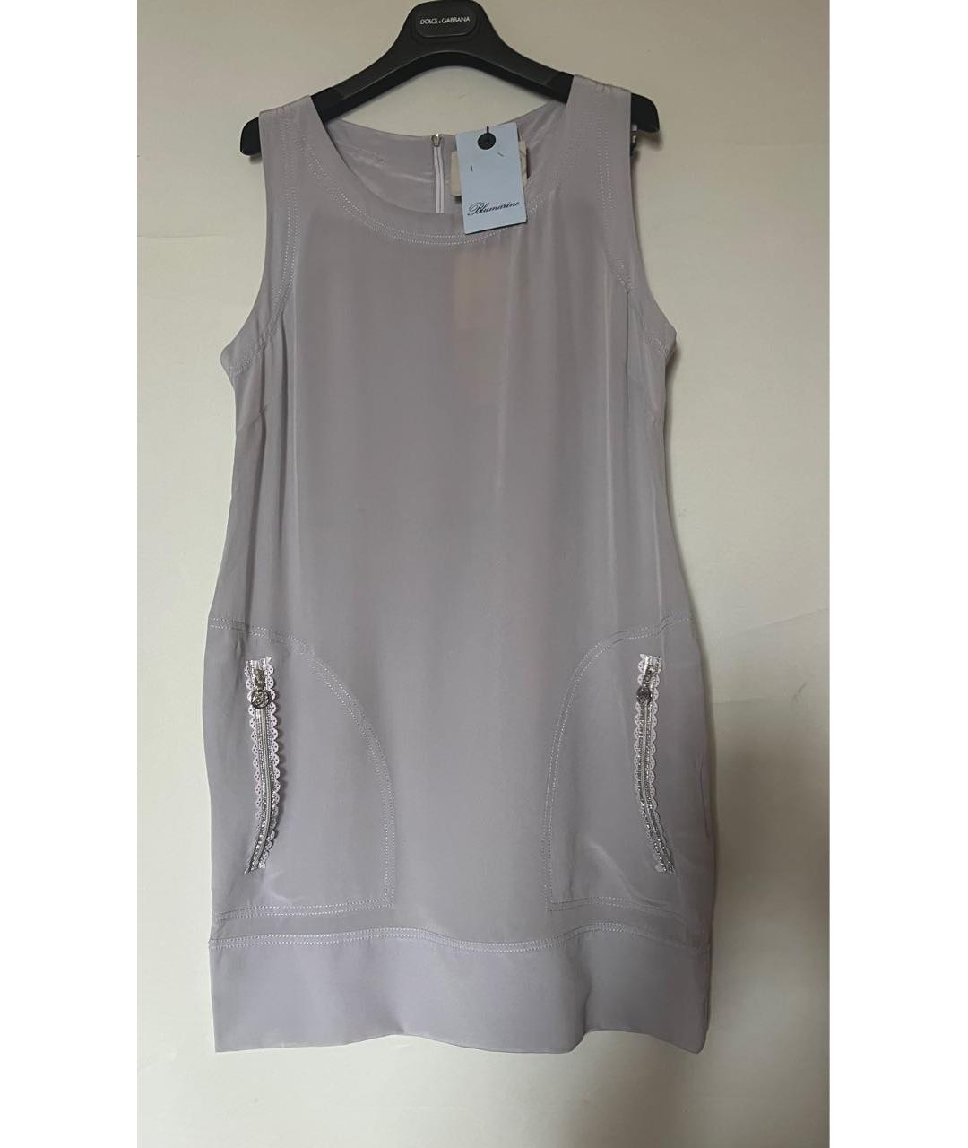 BLUMARINE Фиолетовое шелковое повседневное платье, фото 5