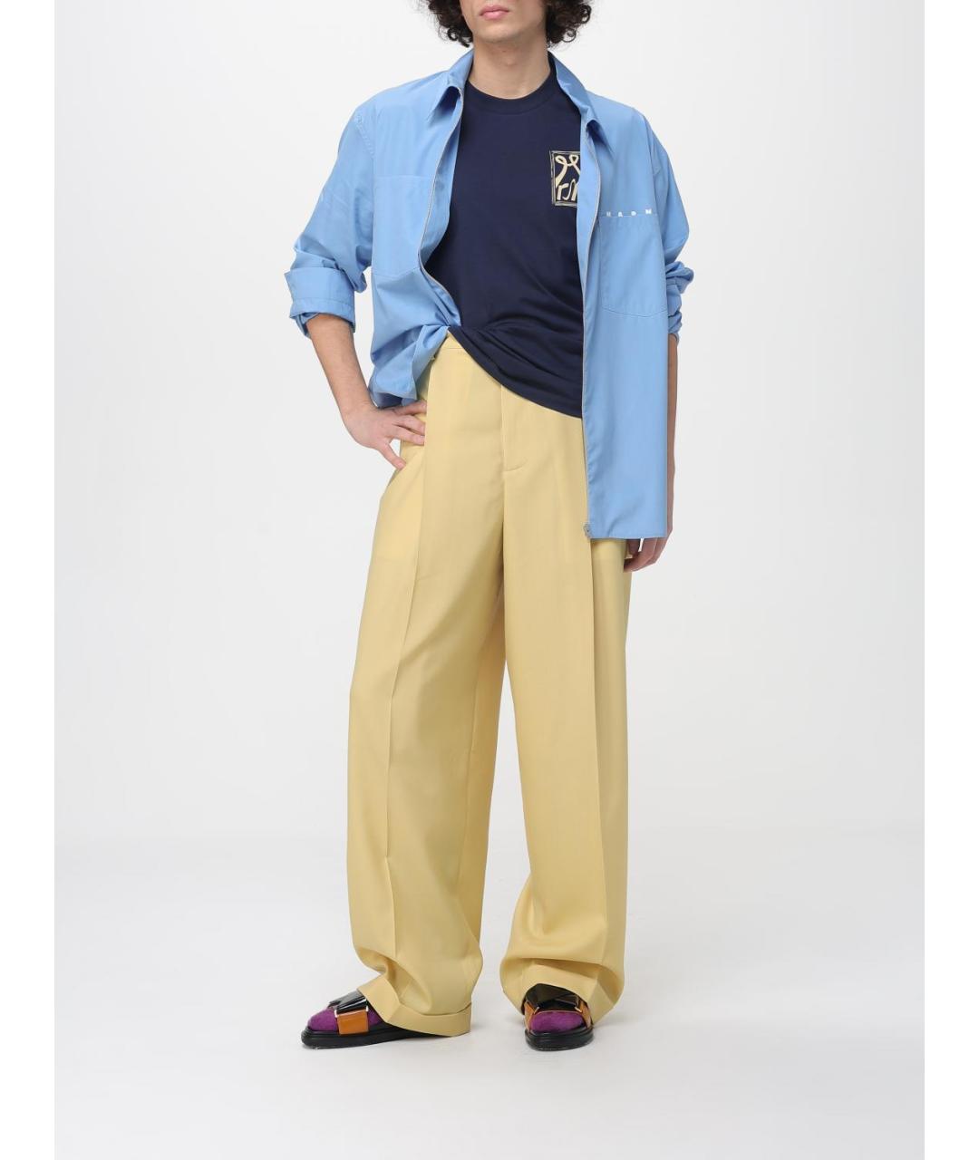 MARNI Синяя хлопковая футболка, фото 2