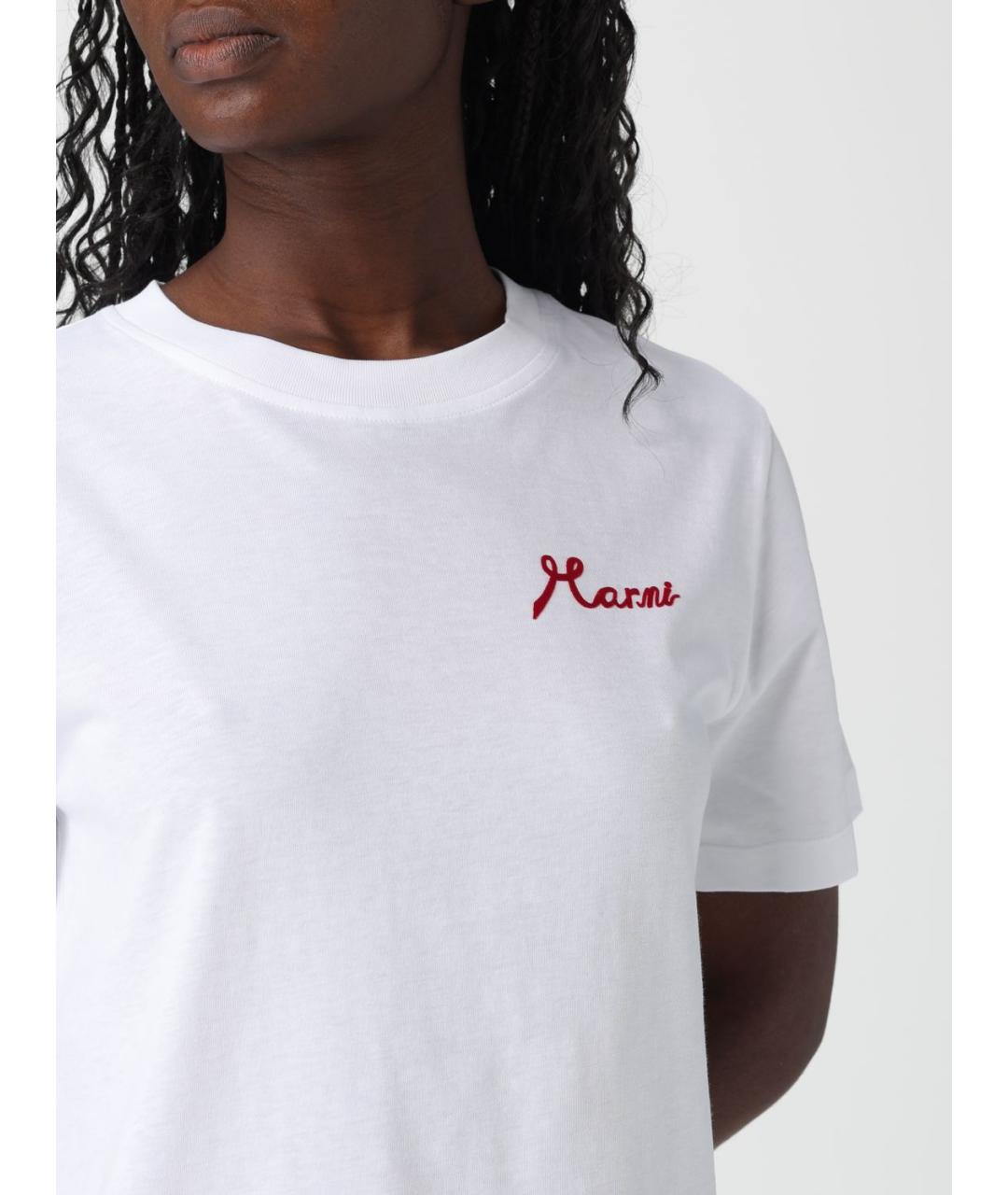 MARNI Белая хлопковая футболка, фото 5