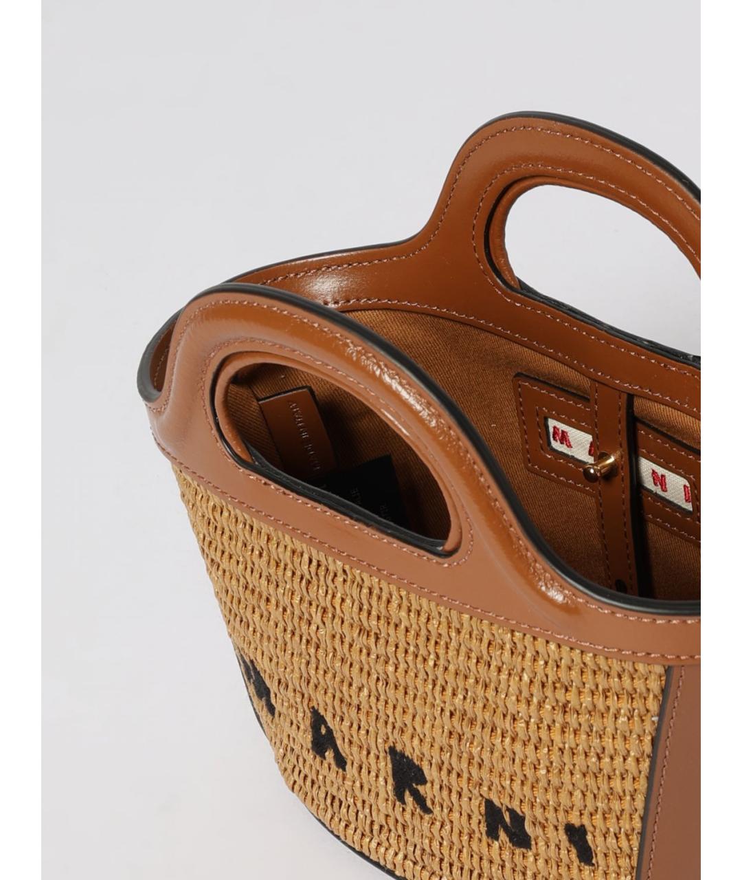 MARNI Коричневая пелетеная сумка с короткими ручками, фото 5