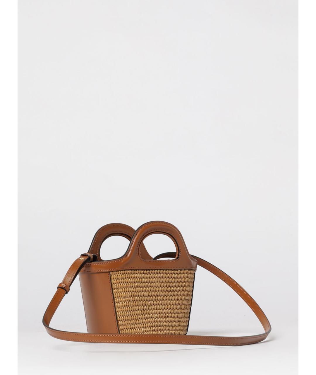 MARNI Коричневая пелетеная сумка с короткими ручками, фото 3