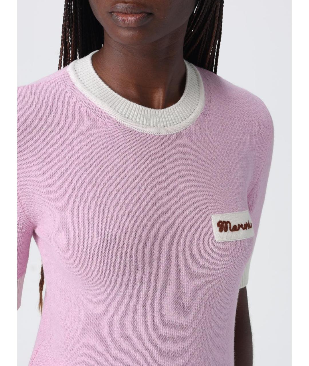 MARNI Розовая шерстяная футболка, фото 5