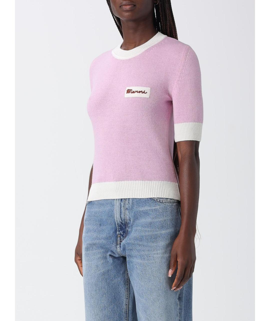 MARNI Розовая шерстяная футболка, фото 4