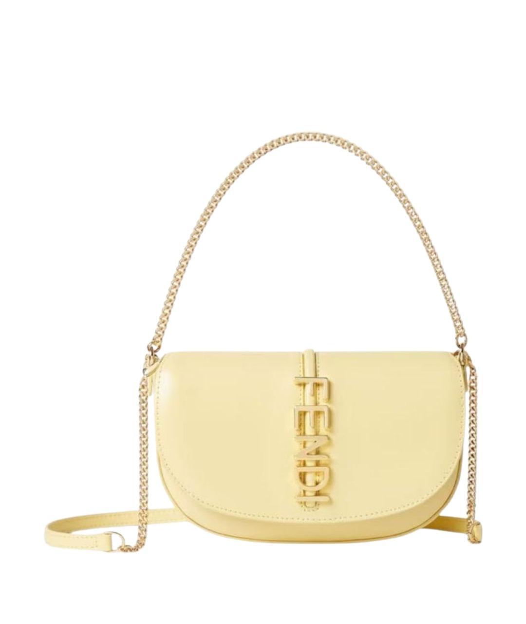 FENDI Желтая кожаная сумка через плечо, фото 1