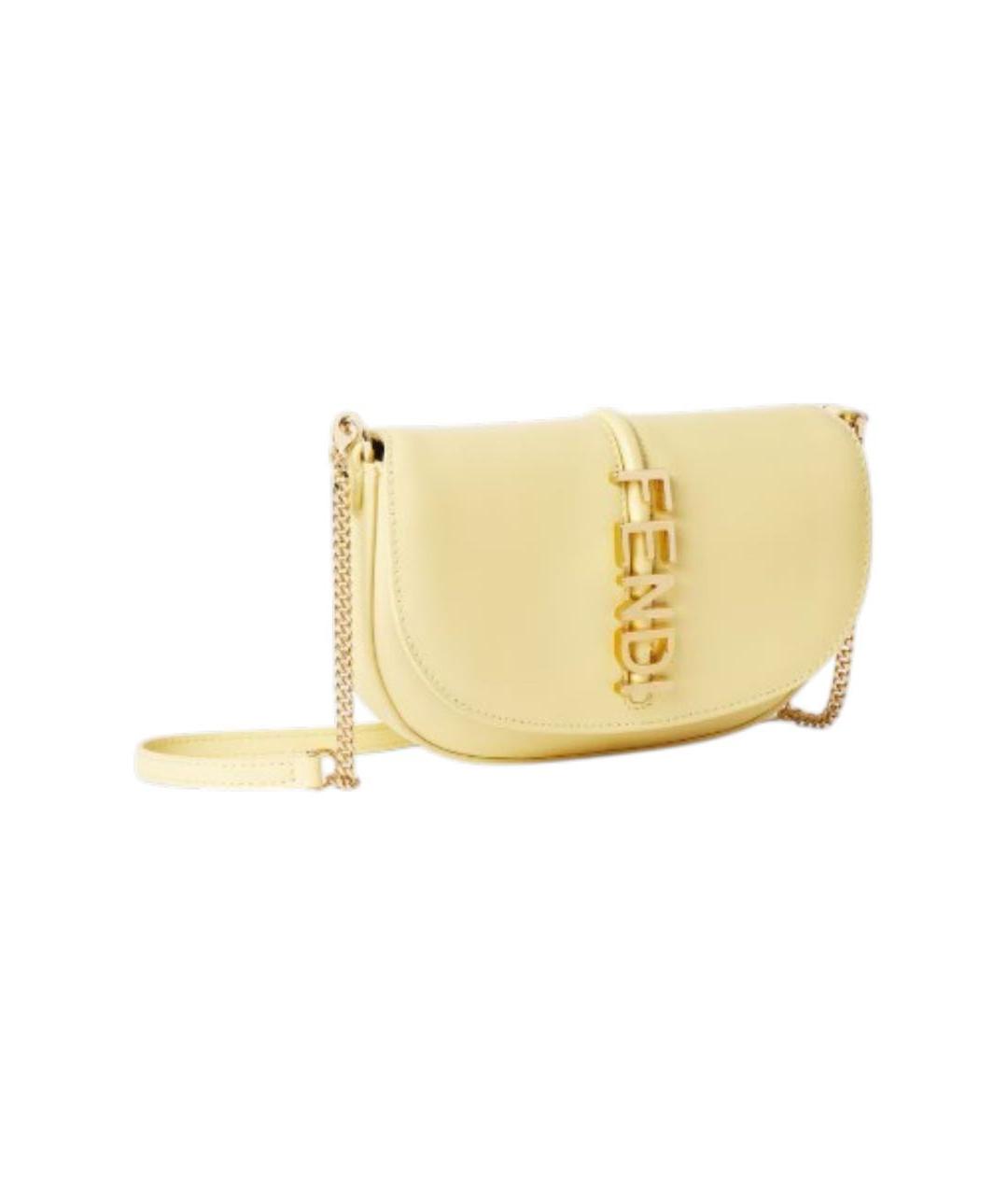 FENDI Желтая кожаная сумка через плечо, фото 3
