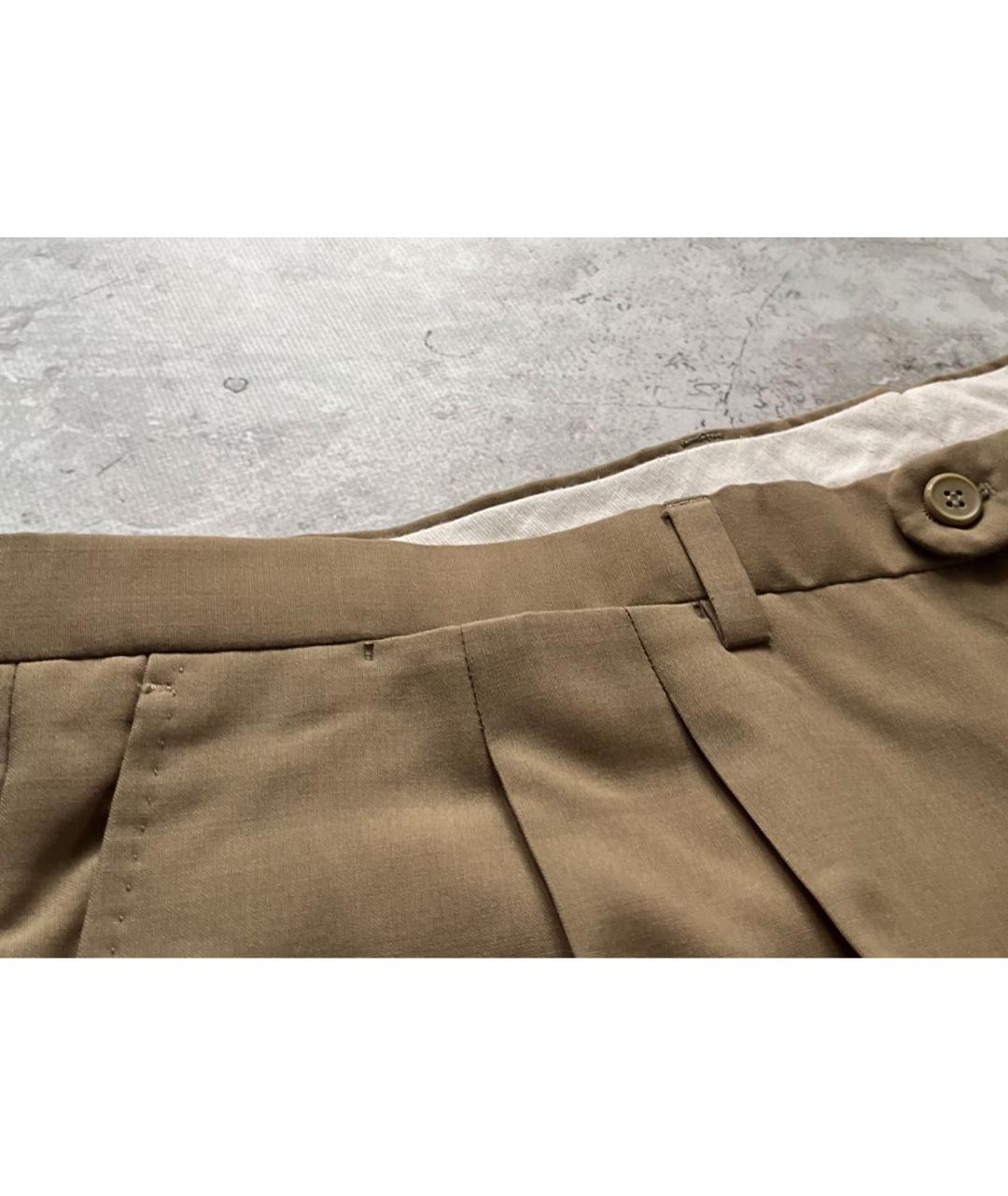 BURBERRY Бежевые шерстяные классические брюки, фото 6