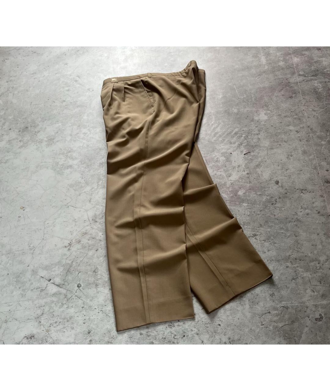 BURBERRY Бежевые шерстяные классические брюки, фото 3