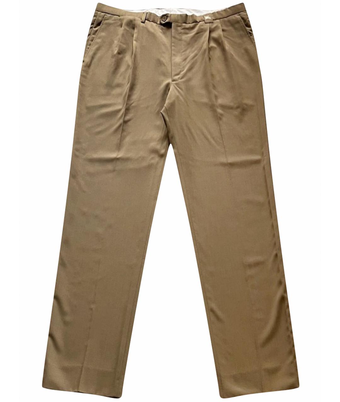 BURBERRY Бежевые шерстяные классические брюки, фото 1