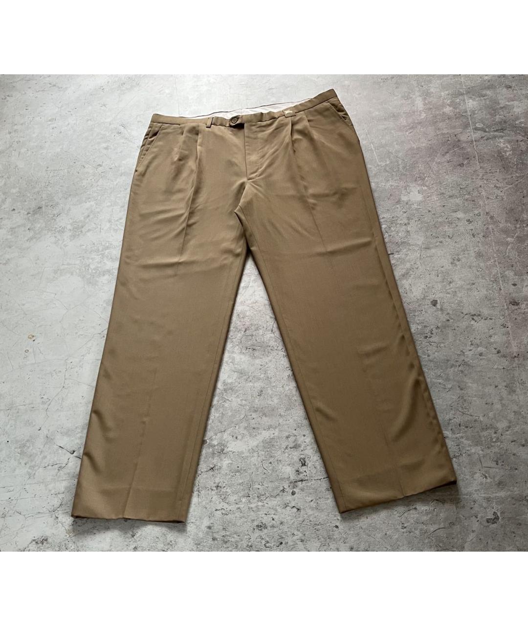 BURBERRY Бежевые шерстяные классические брюки, фото 9