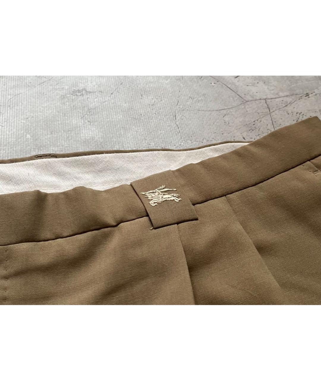 BURBERRY Бежевые шерстяные классические брюки, фото 2
