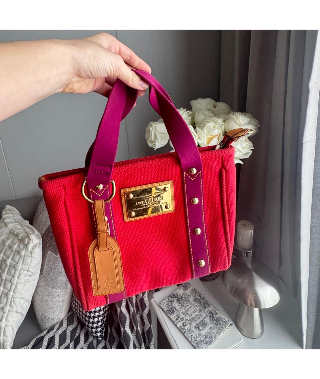 LOUIS VUITTON Красная сумка тоут, фото 7