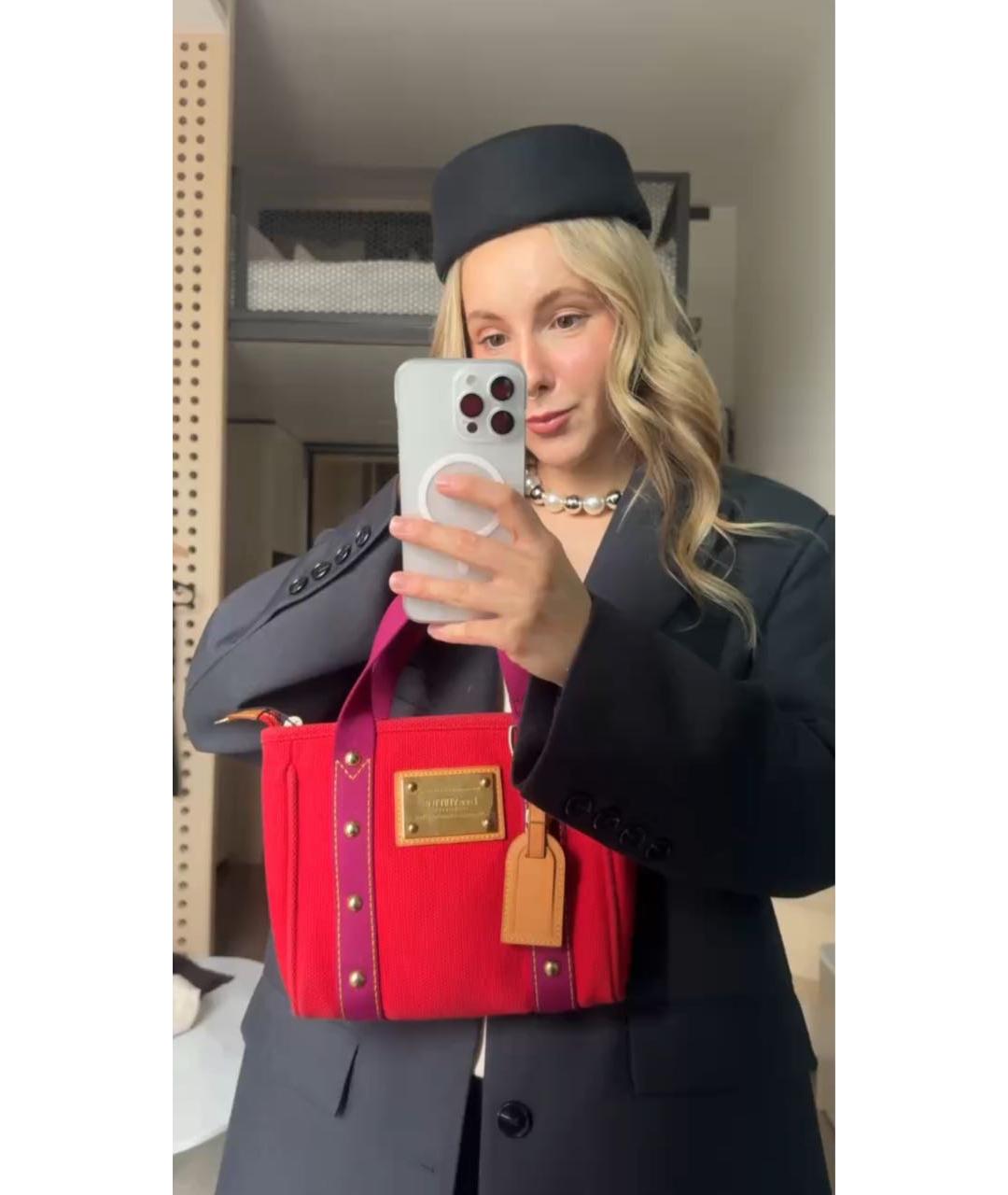 LOUIS VUITTON Красная сумка тоут, фото 8