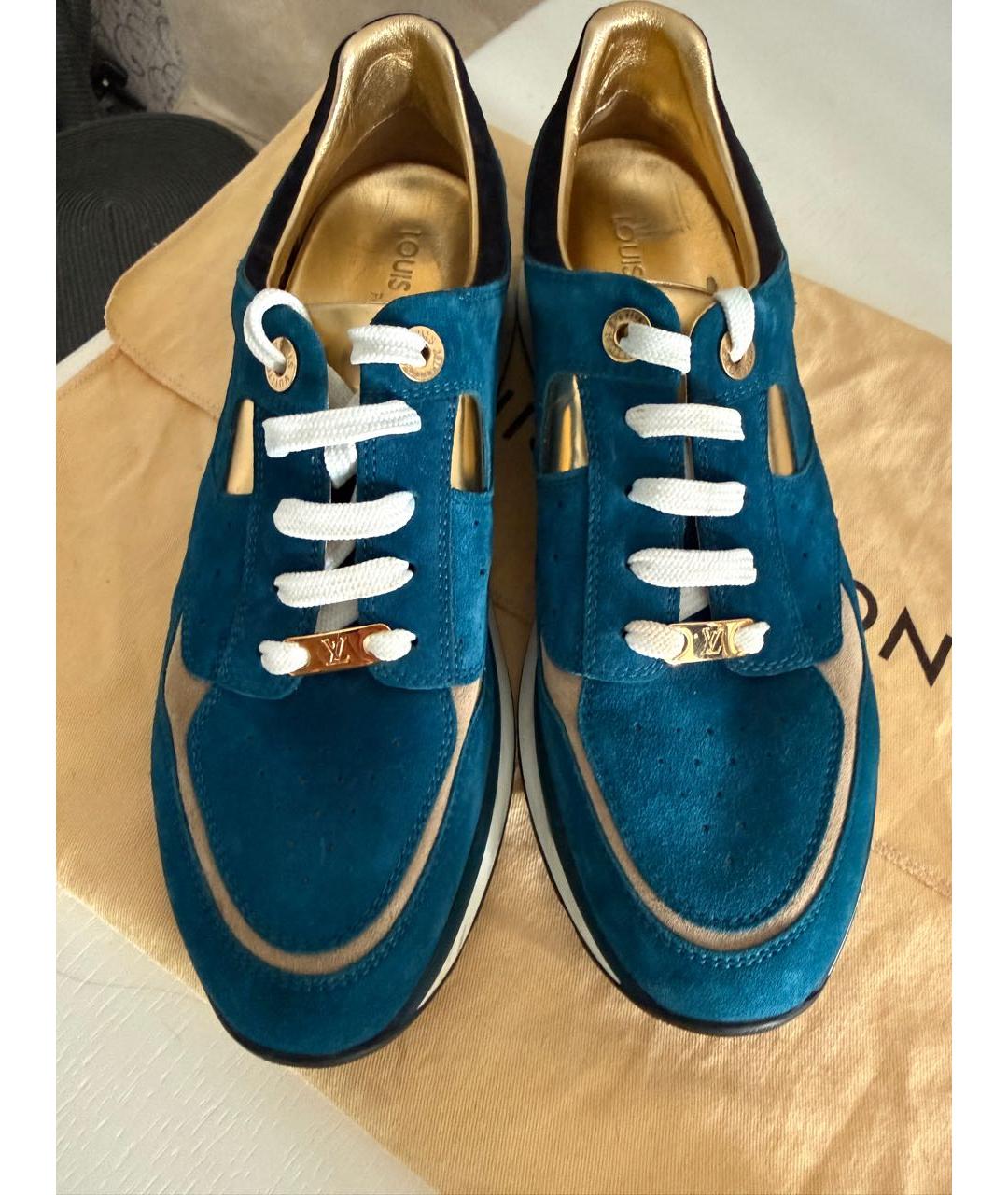 LOUIS VUITTON Бирюзовые замшевые кроссовки, фото 2