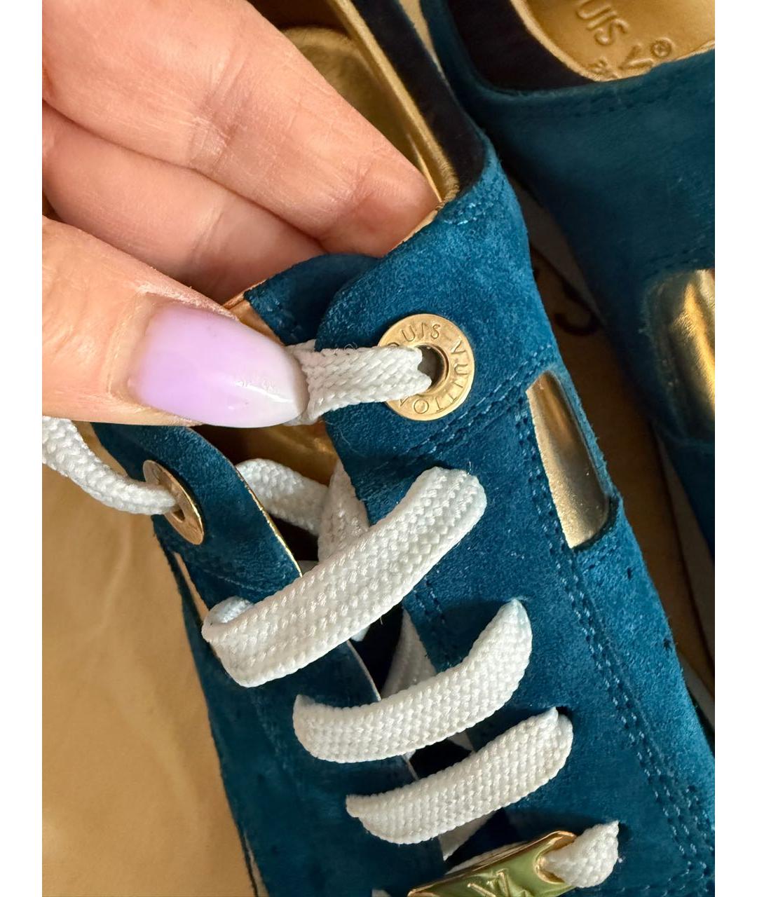 LOUIS VUITTON Бирюзовые замшевые кроссовки, фото 8