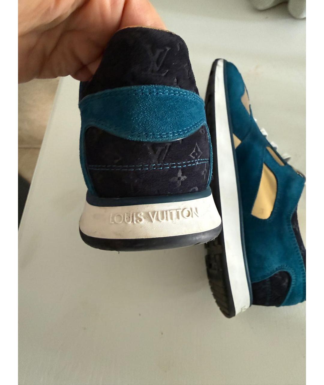 LOUIS VUITTON Бирюзовые замшевые кроссовки, фото 4