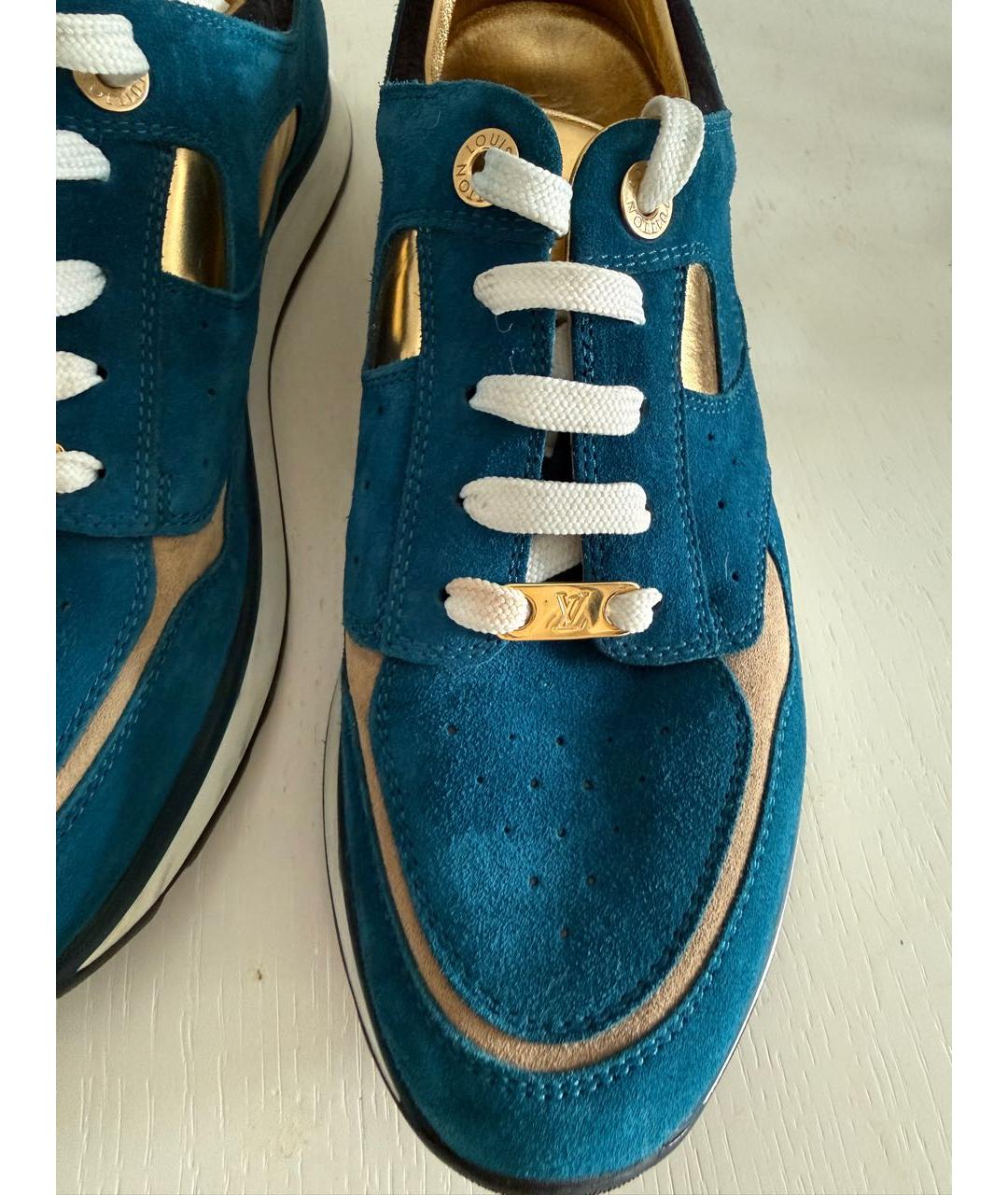 LOUIS VUITTON Бирюзовые замшевые кроссовки, фото 7