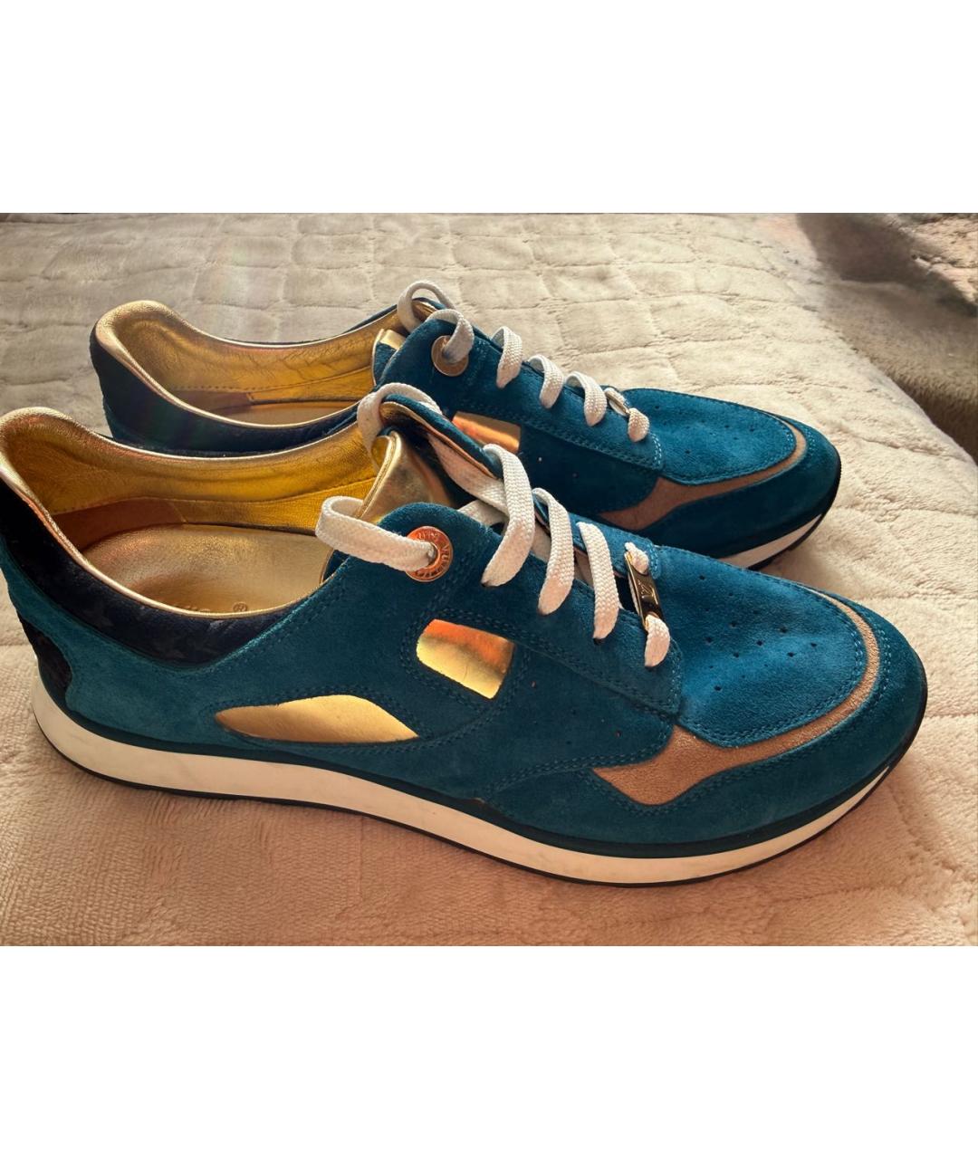 LOUIS VUITTON Бирюзовые замшевые кроссовки, фото 3