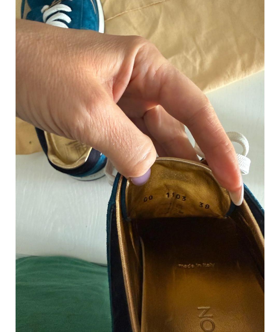 LOUIS VUITTON Бирюзовые замшевые кроссовки, фото 5