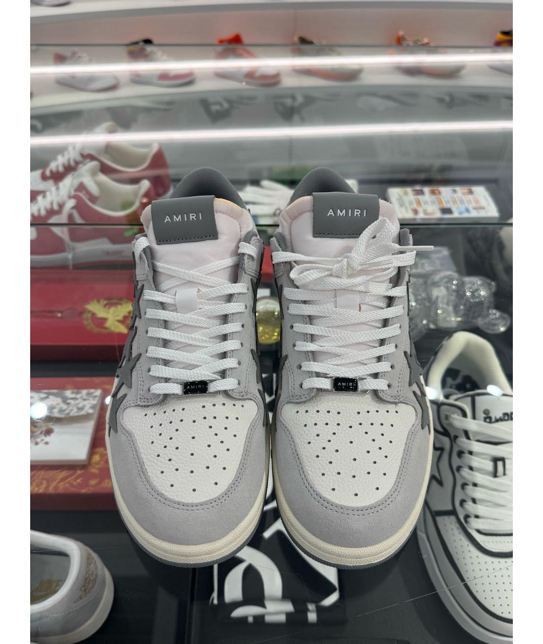 AMIRI Серые кожаные низкие кроссовки / кеды, фото 3