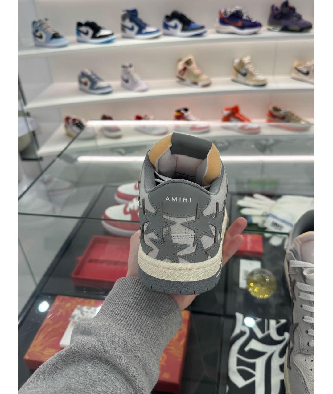 AMIRI Серые кожаные низкие кроссовки / кеды, фото 6