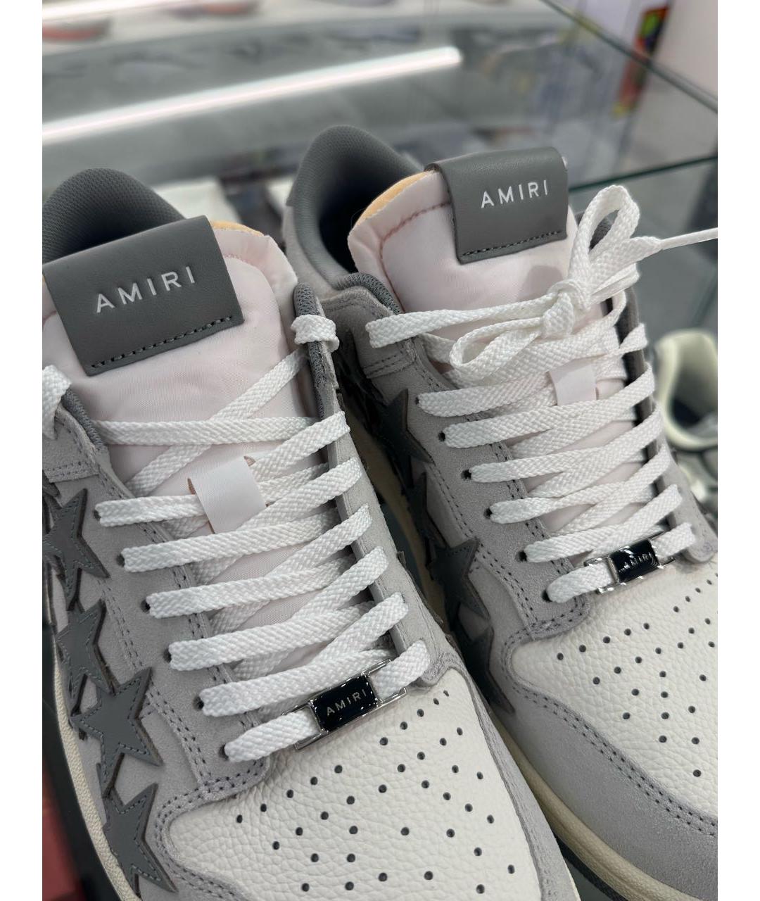 AMIRI Серые кожаные низкие кроссовки / кеды, фото 4