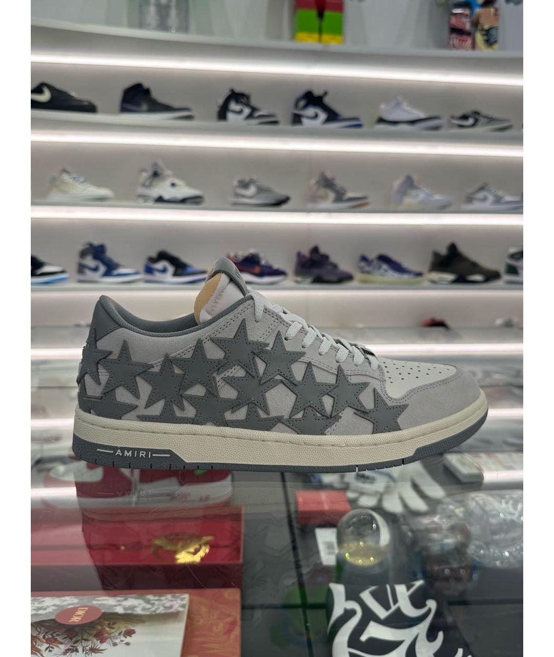 AMIRI Серые кожаные низкие кроссовки / кеды, фото 2