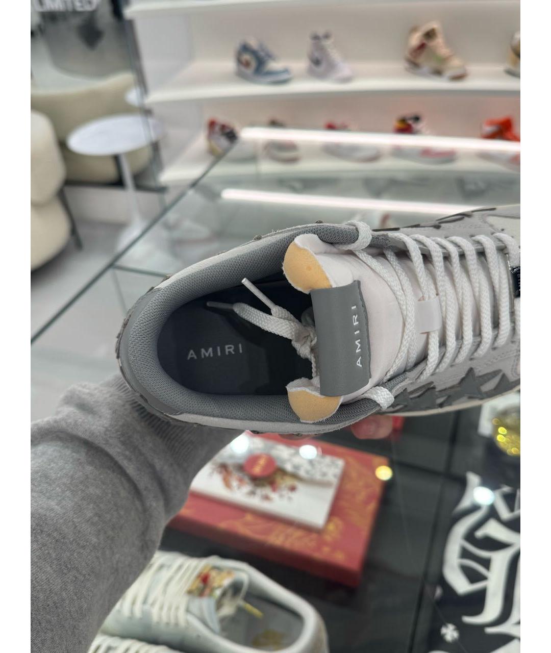 AMIRI Серые кожаные низкие кроссовки / кеды, фото 7
