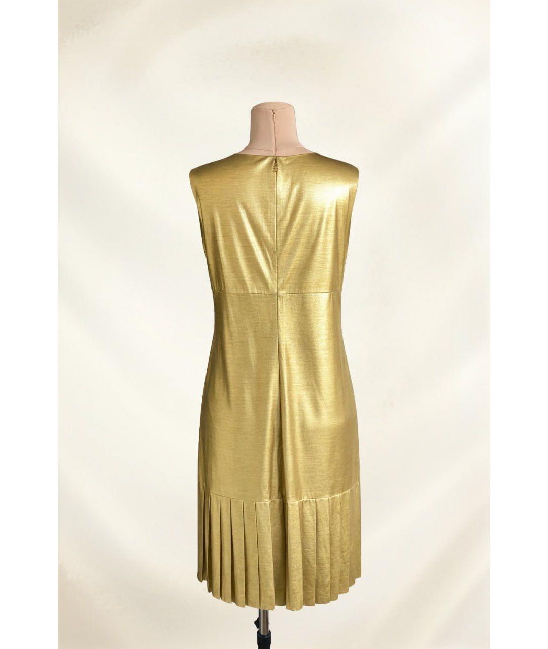 CHANEL Золотое шелковое коктейльное платье, фото 2