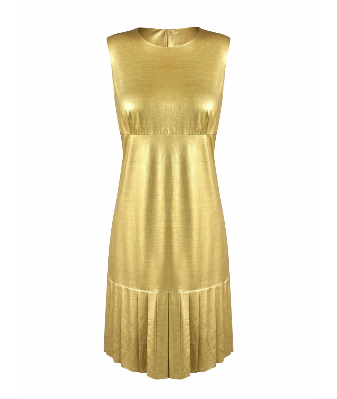 CHANEL Золотое шелковое коктейльное платье, фото 1