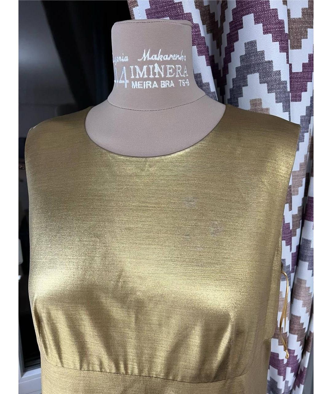 CHANEL Золотое шелковое коктейльное платье, фото 4