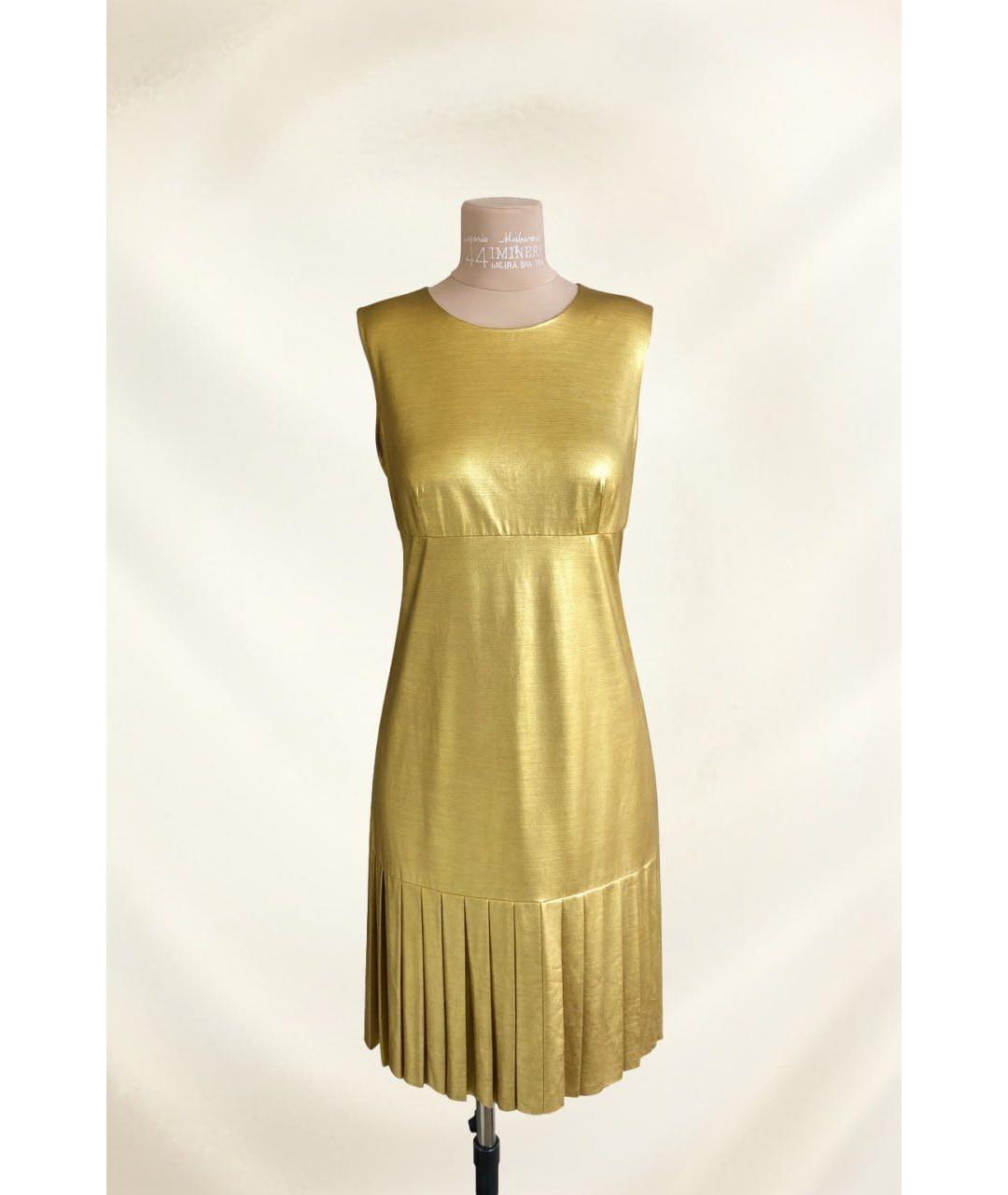 CHANEL Золотое шелковое коктейльное платье, фото 6
