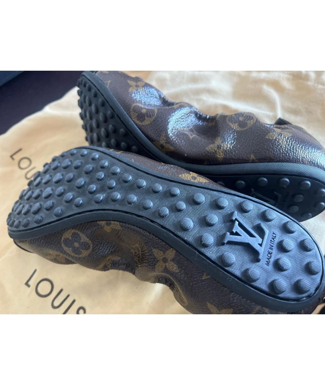 LOUIS VUITTON Коричневые кожаные балетки, фото 5