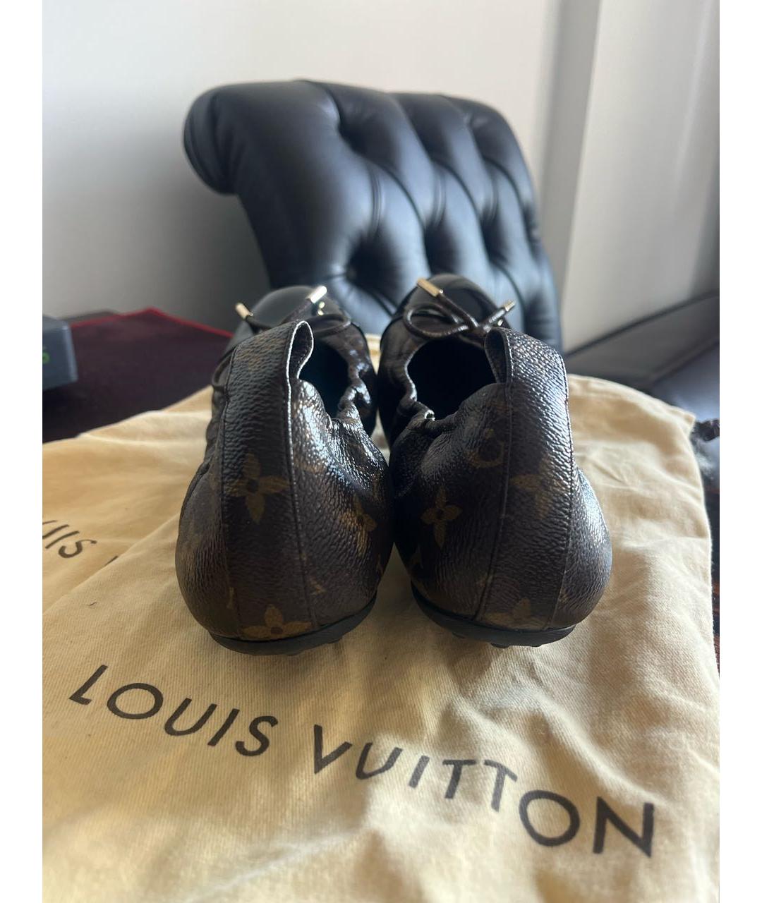 LOUIS VUITTON Коричневые кожаные балетки, фото 3