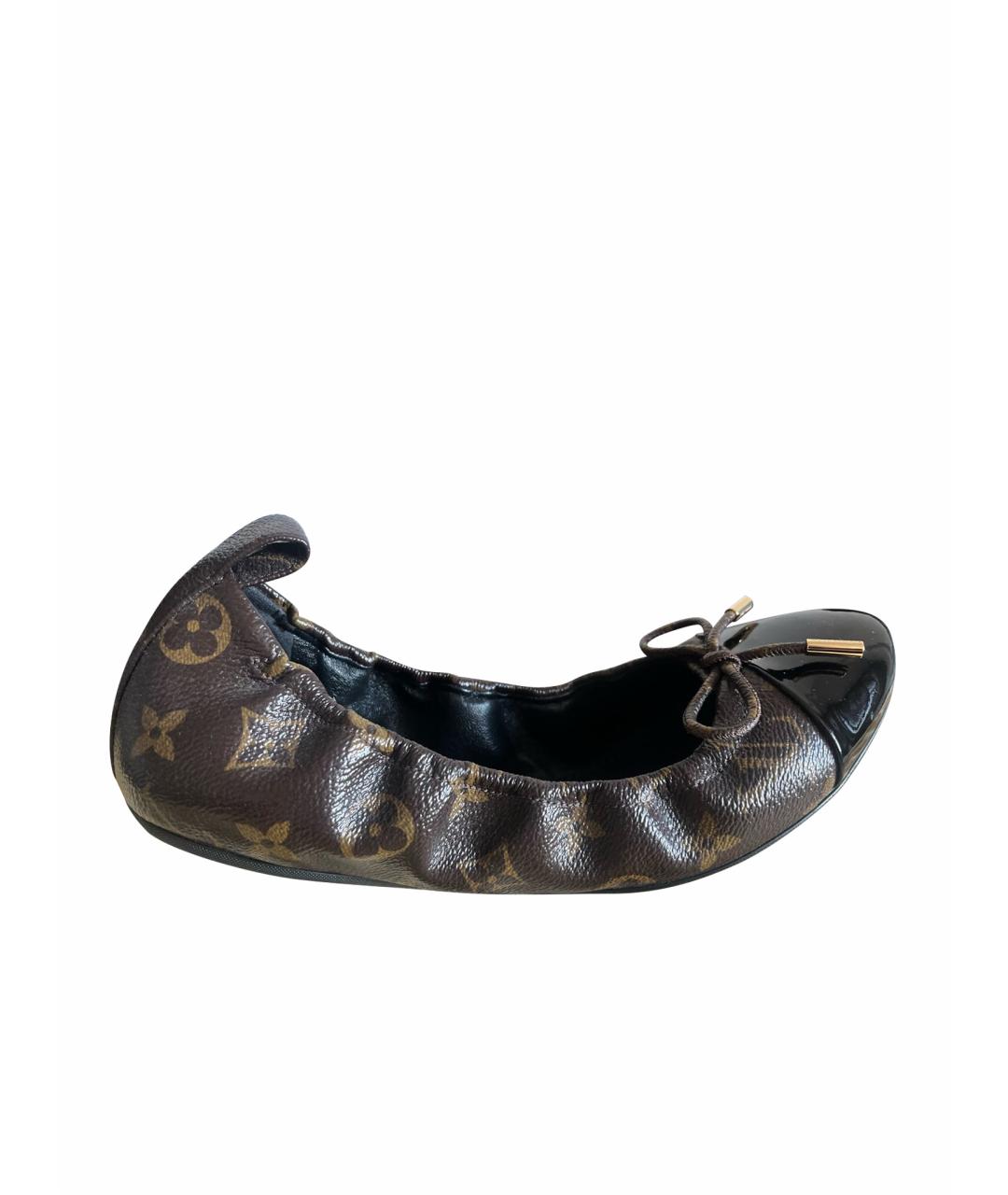 LOUIS VUITTON Коричневые кожаные балетки, фото 1