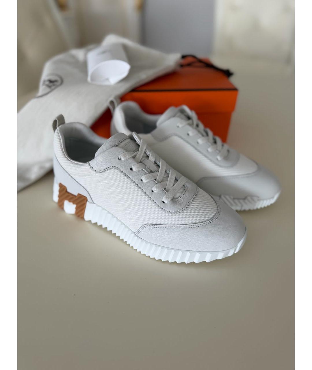 HERMES Белые текстильные кроссовки, фото 8