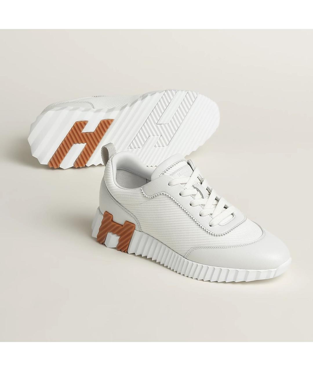 HERMES Белые текстильные кроссовки, фото 9