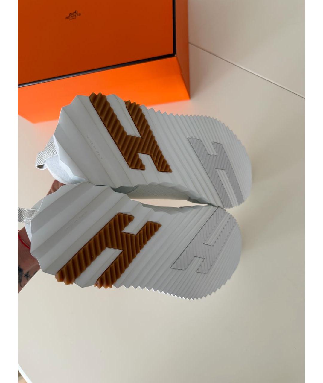 HERMES Белые текстильные кроссовки, фото 5