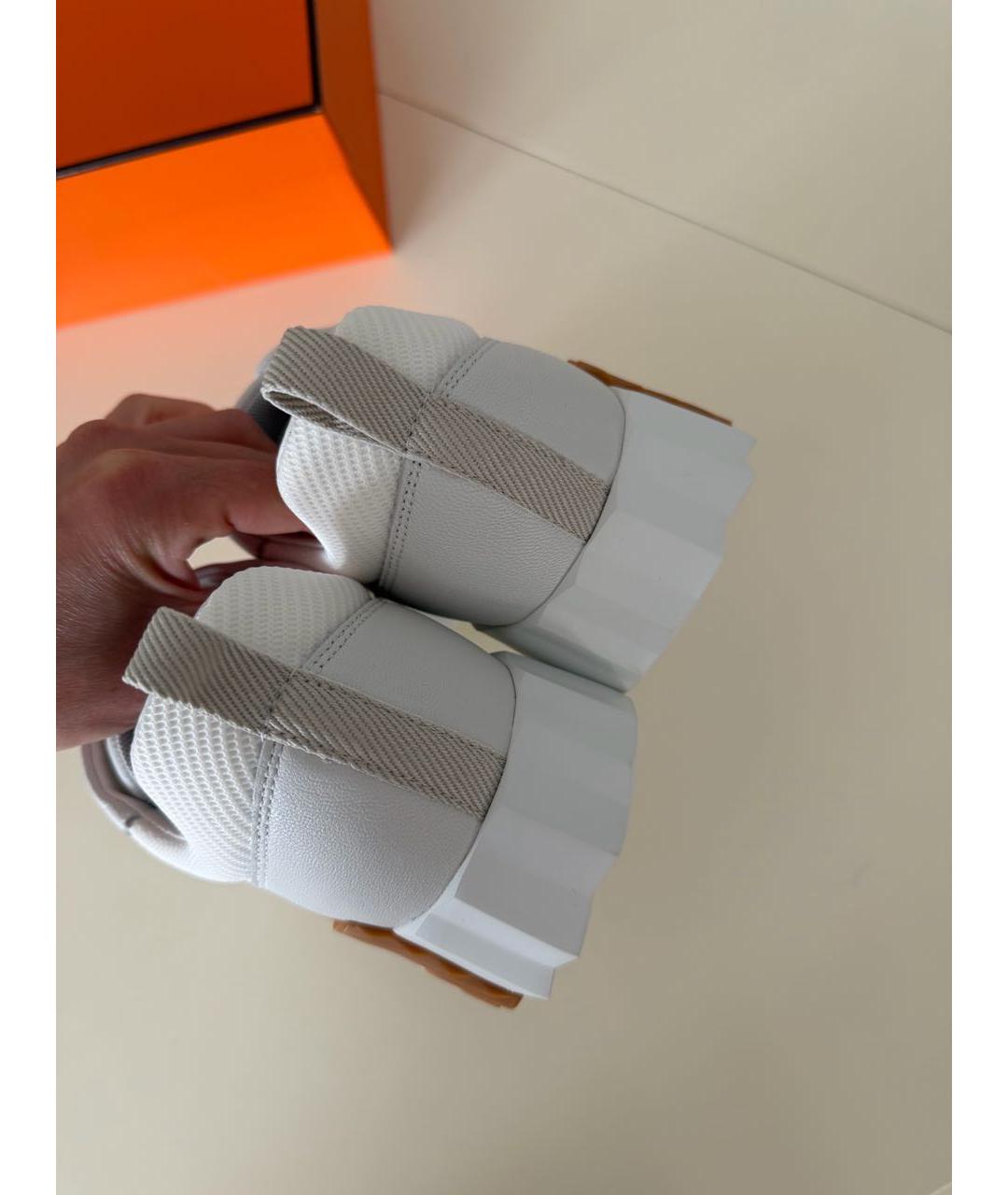 HERMES Белые текстильные кроссовки, фото 4