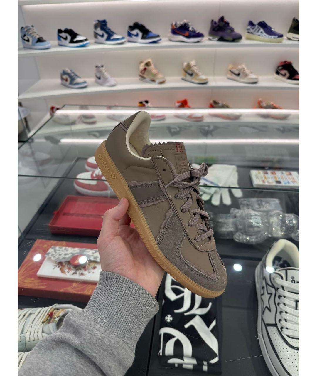 ADIDAS Хаки кожаные кеды, фото 3