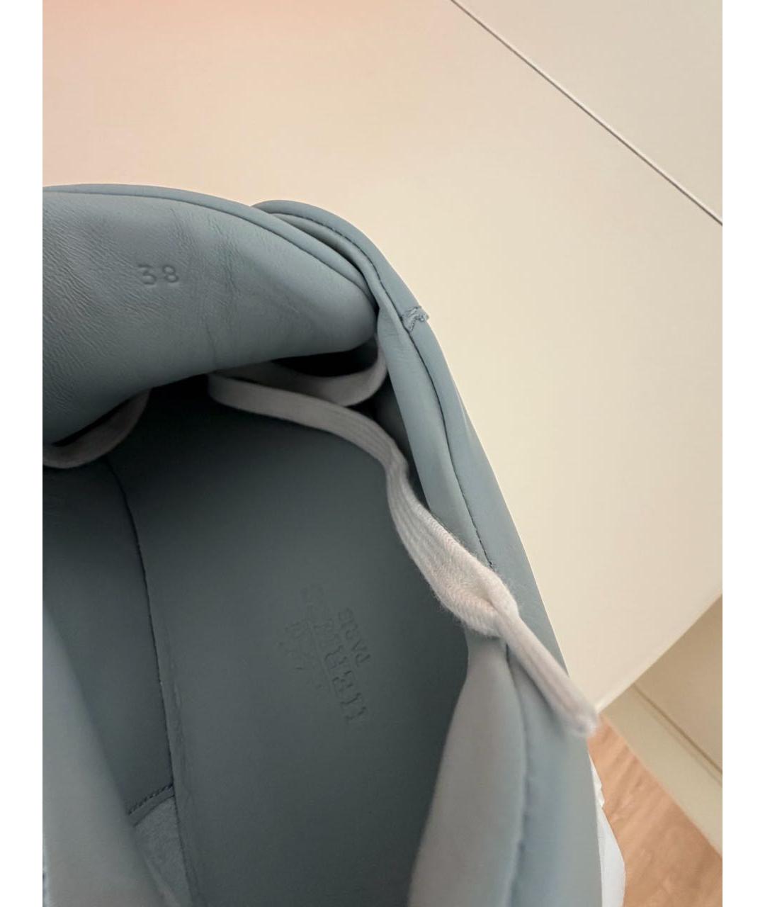 HERMES Бирюзовые кожаные кроссовки, фото 6