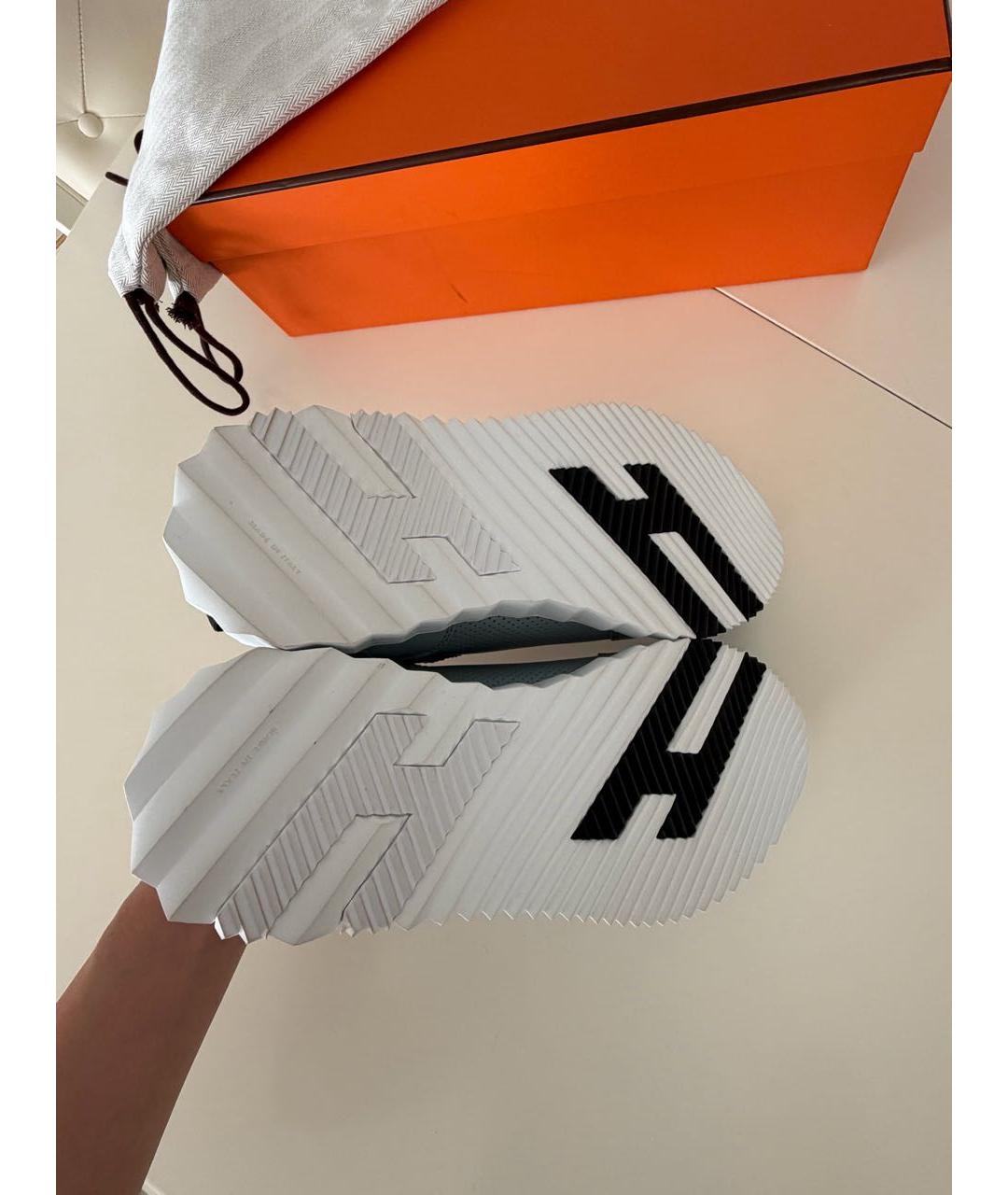 HERMES Бирюзовые кожаные кроссовки, фото 5