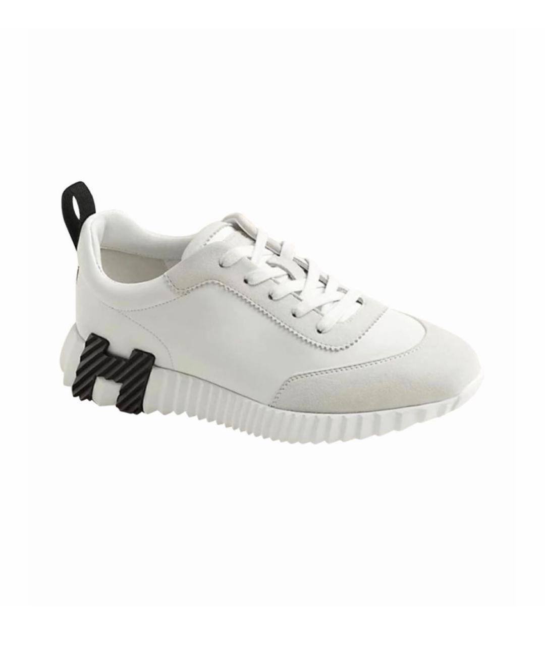 HERMES Белые кожаные кроссовки, фото 9
