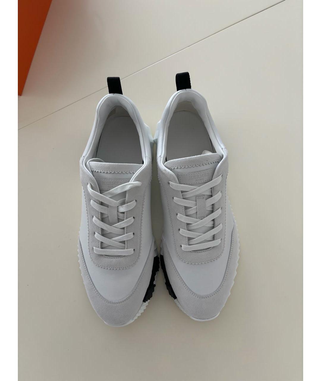 HERMES Белые кожаные кроссовки, фото 2